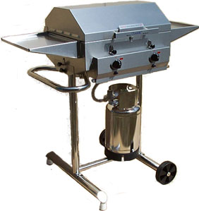 2 Burner on Trolley with Optional Side Shelves and S/S Gas Cylinder: